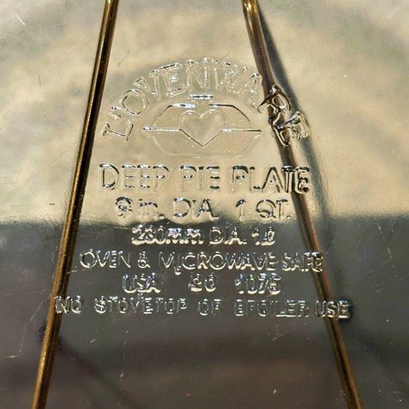 Smokey Brown 9" Glass Pie Pan Deep Dish Scalloped Edge Handles Vintage Lovenware - Picture 5 of 6